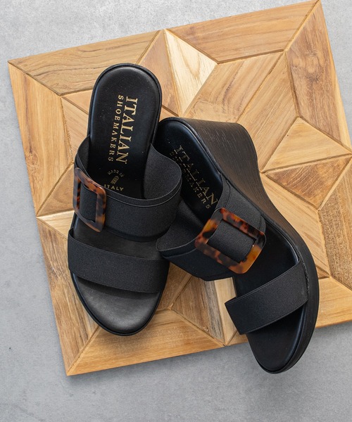 ITALIAN SHOEMAKERS(イタリアンシューメーカー)の「【ITALIAN SHOEMAKERS】べっ甲風バックルサンダル(952326)(サンダル・レディース・ベージュ/ブラック・35/36/37/38/39)」の6枚目の写真