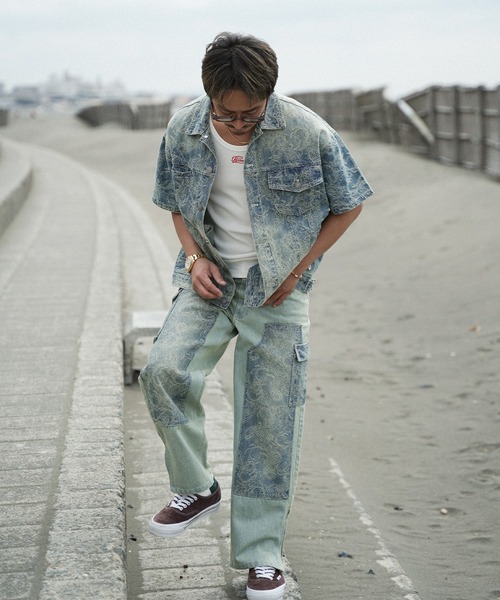 #Re:room（リルーム）の「ペイズリーデニムハーフスリーブジャケット（デニムジャケット・メンズ・ブルー・S-M/M-L）」の8枚目の写真