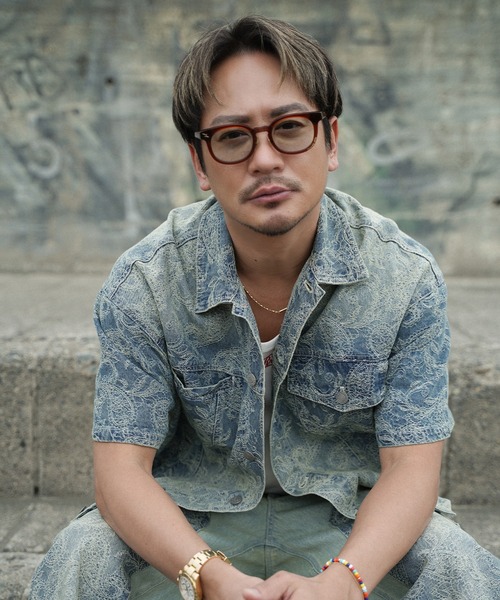 #Re:room（リルーム）の「ペイズリーデニムハーフスリーブジャケット（デニムジャケット・メンズ・ブルー・S-M/M-L）」の4枚目の写真