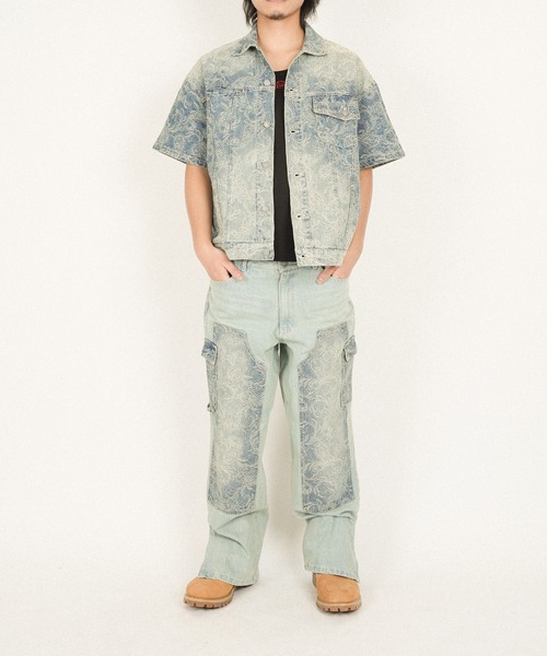 #Re:room（リルーム）の「ペイズリーデニムハーフスリーブジャケット（デニムジャケット・メンズ・ブルー・S-M/M-L）」の13枚目の写真