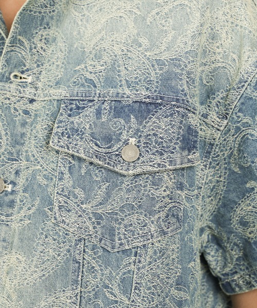 #Re:room（リルーム）の「ペイズリーデニムハーフスリーブジャケット（デニムジャケット・メンズ・ブルー・S-M/M-L）」の16枚目の写真
