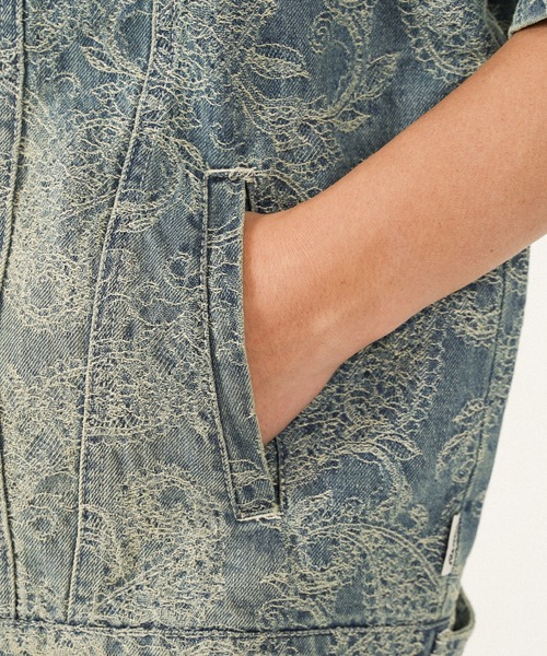 #Re:room（リルーム）の「ペイズリーデニムハーフスリーブジャケット（デニムジャケット・メンズ・ブルー・S-M/M-L）」の18枚目の写真