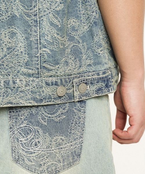 #Re:room（リルーム）の「ペイズリーデニムハーフスリーブジャケット（デニムジャケット・メンズ・ブルー・S-M/M-L）」の20枚目の写真