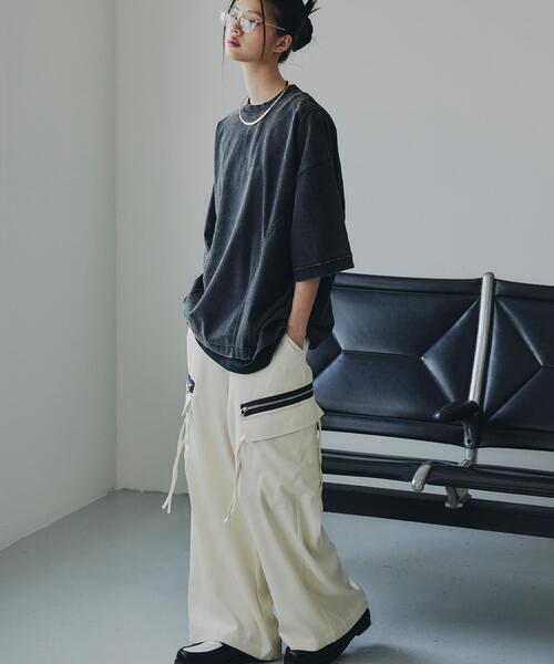 tk.TAKEO KIKUCHI（ティーケータケオキクチ）の「AラインサイドZIPカーゴパンツ（その他パンツ・レディース・オフホワイト/チャコールグレー/ブラック・66）」の9枚目の写真