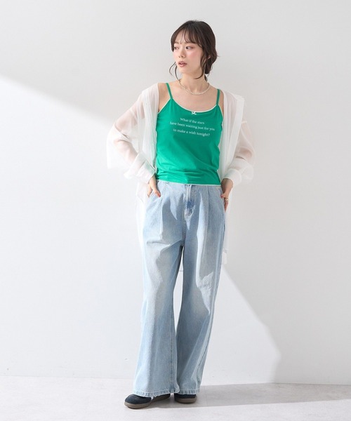 earth music&ecology（アースミュージックアンドエコロジー）の「メッセージプリントカップ付きキャミソール（キャミソール・レディース・オフホワイト/ブラック/グリーン・S/M）」の8枚目の写真