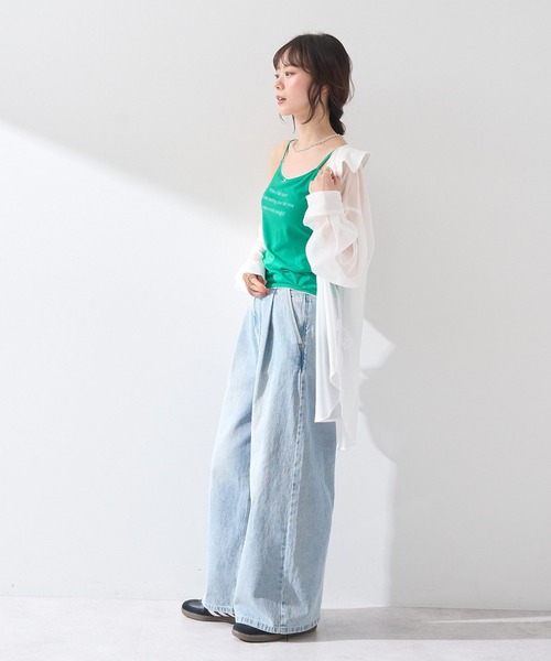 earth music&ecology（アースミュージックアンドエコロジー）の「メッセージプリントカップ付きキャミソール（キャミソール・レディース・オフホワイト/ブラック/グリーン・S/M）」の9枚目の写真