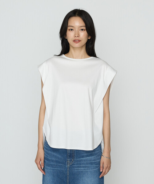 K.T KIYOKO TAKASE（キヨコタカセ）の「コットン強撚ポンチ ショルダータックTシャツ（Tシャツ/カットソー・レディース・ロイヤルブルー/ベージュ/ブラック/ブラウン/ホワイト/ネイビー・9号/7号）」の18枚目の写真