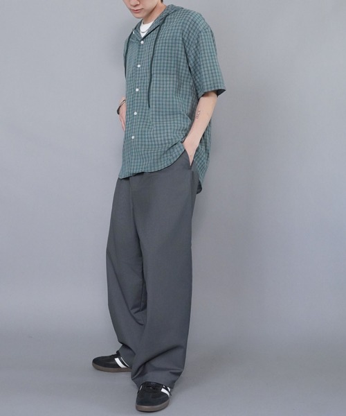 SPINNS（スピンズ）の「バレルレッグスラックスワイドパンツ（その他パンツ・メンズ・チャコール/ブラック・M/L）」の8枚目の写真