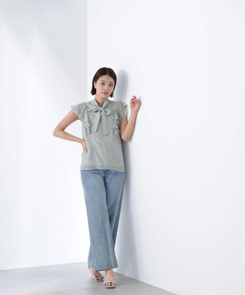 ブラウス シャツ カットドビーボウブラウス レディース NATURAL BEAUTY BASIC ブラウス シャツ カットドビーボウ