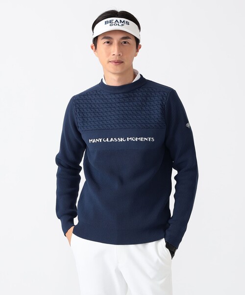 セール】PURPLE LABEL / ケーブル編みボーダー プルオーバー ニット