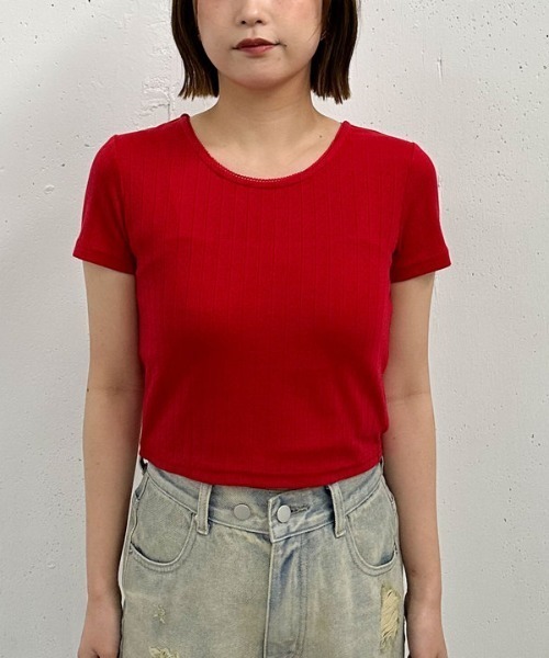 archives（アルシーヴ）の「針抜きハートちびＴｅｅ（Tシャツ/カットソー・レディース・レッド/ネイビー/アイボリー・MEDIUM）」の9枚目の写真