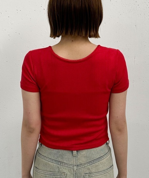 archives（アルシーヴ）の「針抜きハートちびＴｅｅ（Tシャツ/カットソー・レディース・レッド/ネイビー/アイボリー・MEDIUM）」の7枚目の写真