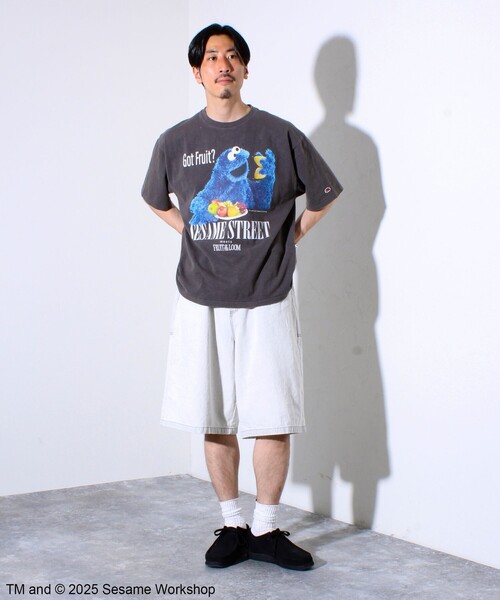 FRUIT OF THE LOOM（フルーツオブザルーム）の「【SESAME STREET×FOTL】Photo T-Shirt C クルーネックプリントTシャツ（Tシャツ/カットソー・メンズ・ホワイト/チャコールグレー・L/M）」の5枚目の写真