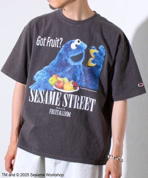 FRUIT OF THE LOOM（フルーツオブザルーム）の「【SESAME STREET×FOTL】Photo T-Shirt C クルーネックプリントTシャツ（Tシャツ/カットソー・メンズ・ホワイト/チャコールグレー・L/M）」の4枚目の写真