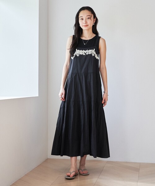 セール】【Lipa別注】 モチーフ刺繍キャミワンピース（ワンピース