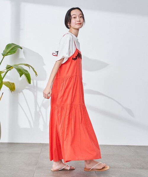 セール】【Lipa別注】 モチーフ刺繍キャミワンピース（ワンピース