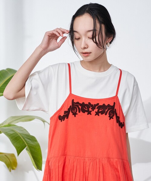 coen(コーエン)の「【Lipa別注】 モチーフ刺繍キャミワンピース(ワンピース・レディース・ブラック/オレンジ・FREE)」の13枚目の写真