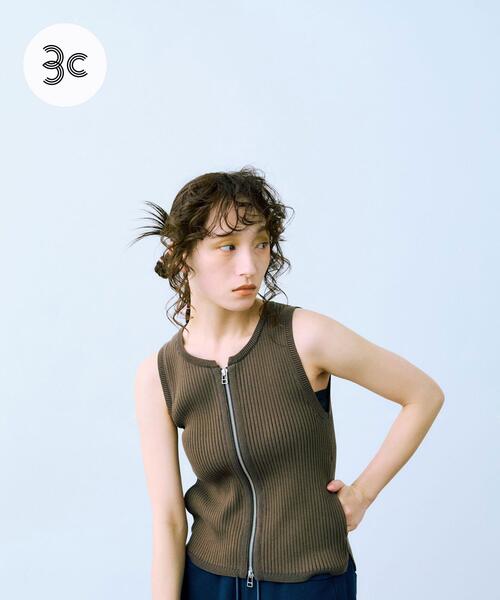 THE GOODLAND MARKET(ザグッドランドマーケット)の「cwtch SLEEVE LESS ZIPTOPS(ニット/セーター・レディース・グレー/アイボリー/ブラウン・FREE)」の3枚目の写真