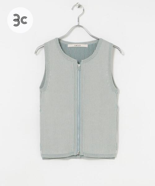 THE GOODLAND MARKET(ザグッドランドマーケット)の「cwtch SLEEVE LESS ZIPTOPS(ニット/セーター・レディース・グレー/アイボリー/ブラウン・FREE)」の2枚目の写真