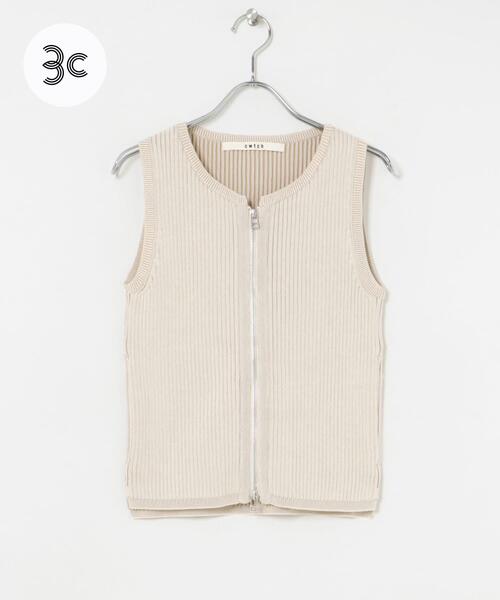 THE GOODLAND MARKET(ザグッドランドマーケット)の「cwtch SLEEVE LESS ZIPTOPS(ニット/セーター・レディース・グレー/アイボリー/ブラウン・FREE)」の1枚目の写真