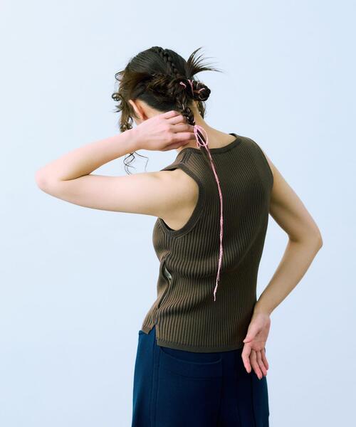THE GOODLAND MARKET(ザグッドランドマーケット)の「cwtch SLEEVE LESS ZIPTOPS(ニット/セーター・レディース・グレー/アイボリー/ブラウン・FREE)」の11枚目の写真