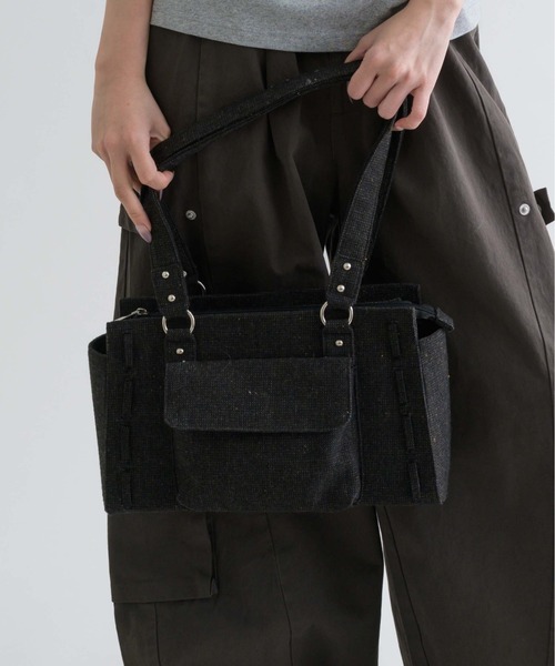 epnok（エプノック）の「【EPNK】Nep yarn mini boston bag / ネップヤーンミニボストンバッグ（ハンドバッグ・メンズ・チャコールグレー/サンドベージュ・FREE）」の15枚目の写真