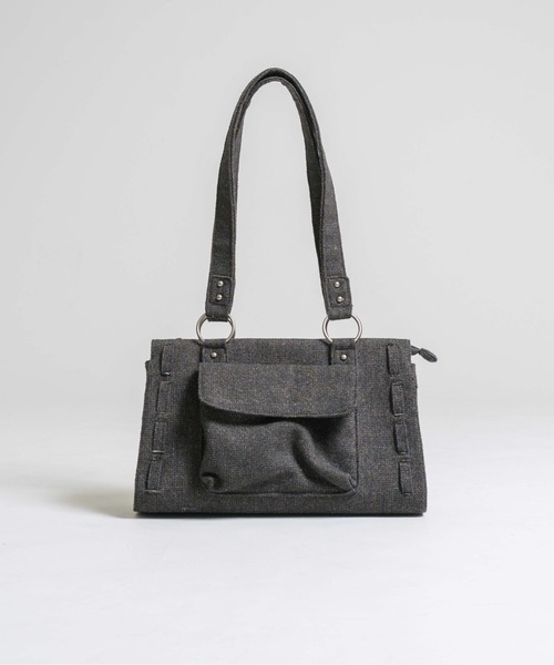 epnok（エプノック）の「【EPNK】Nep yarn mini boston bag / ネップヤーンミニボストンバッグ（ハンドバッグ・メンズ・チャコールグレー/サンドベージュ・FREE）」の4枚目の写真