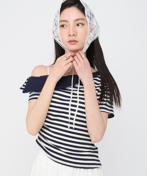 3.3 Field Trip （3.3フィールドトリップ）の「3.3 Field Trip／ボーダーワンショルT（Tシャツ/カットソー・レディース・ネイビー/ブラック・FREE）」の13枚目の写真