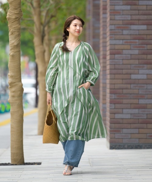 ollun stripe tiered one piece CreamSサイズ ollun stripe tiered one piece Cream Mサイズ - メルカリ