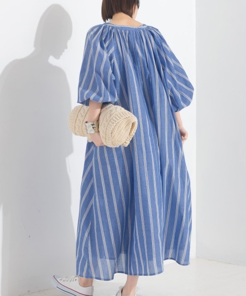 ヌキテパ　近年モデル　マドラスストライプワンピース　コットンボイル　スキッパー ヌキテパ 近年モデル マドラスストライプワンピース コットン