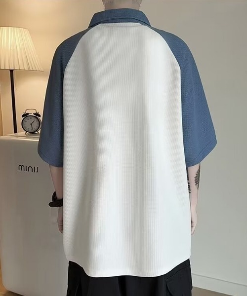 MGV（エムジーヴィー）の「ラグランデザインポロシャツ（ポロシャツ・メンズ・ブルー/ブラック・MEDIUM/LARGE/X-LARGE）」の9枚目の写真