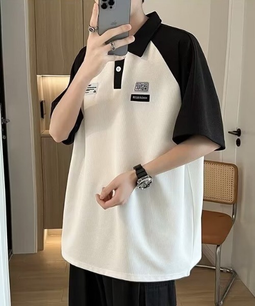 MGV（エムジーヴィー）の「ラグランデザインポロシャツ（ポロシャツ・メンズ・ブルー/ブラック・MEDIUM/LARGE/X-LARGE）」の5枚目の写真