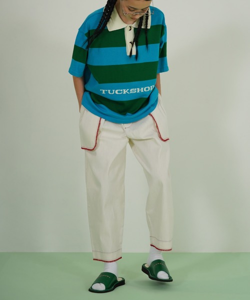 TUCKSHOP(タックショップ)の「OUT POCKET JEANS / アウト ポケット ジーンズ(デニムパンツ・メンズ・オフホワイト/レッド・1/2)」の3枚目の写真