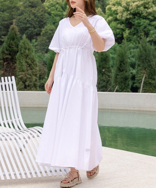 BOWTE(バウト)コットンロングワンピース 新品未使用 】 ハグオーワー コンビギャザーワンピース コットン