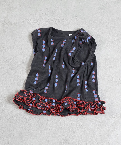 MARKEY'S(マーキーズ)の「総柄ラッフルヘムカットソー(Tシャツ/カットソー・キッズ・グリーン/ピンク/ブラック・80/90/100/110/120/130)」の9枚目の写真