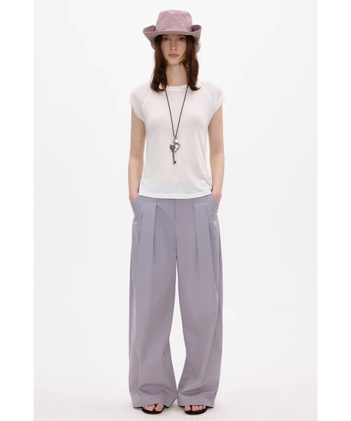 Fano Studios(ファノ ストゥディオズ)の「フロントプリーツ コットンワイドパンツ FX25K042【Fano Studios】(スラックス・レディース・パープル系・L/M/S)」の6枚目の写真