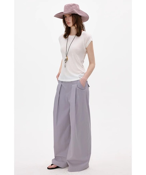 Fano Studios(ファノ ストゥディオズ)の「フロントプリーツ コットンワイドパンツ FX25K042【Fano Studios】(スラックス・レディース・パープル系・L/M/S)」の8枚目の写真