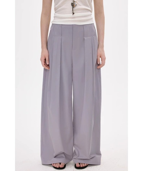 Fano Studios(ファノ ストゥディオズ)の「フロントプリーツ コットンワイドパンツ FX25K042【Fano Studios】(スラックス・レディース・パープル系・L/M/S)」の2枚目の写真