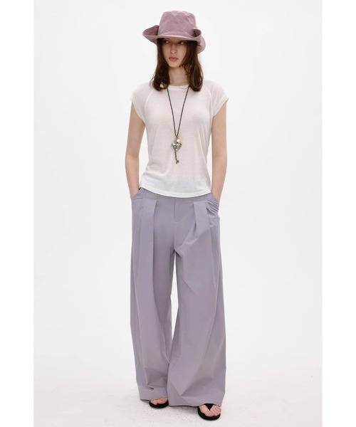 Fano Studios(ファノ ストゥディオズ)の「フロントプリーツ コットンワイドパンツ FX25K042【Fano Studios】(スラックス・レディース・パープル系・L/M/S)」の7枚目の写真