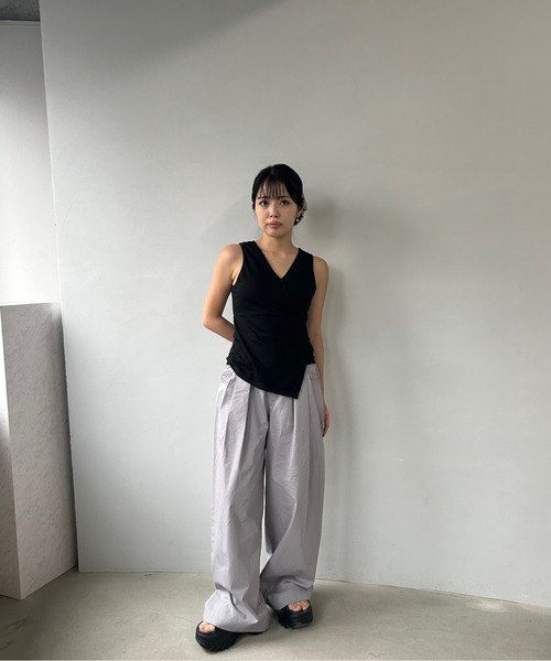 Fano Studios(ファノ ストゥディオズ)の「フロントプリーツ コットンワイドパンツ FX25K042【Fano Studios】(スラックス・レディース・パープル系・L/M/S)」の15枚目の写真