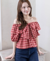 オフショル」に該当するトップス（レッド/赤色系）ファッション通販