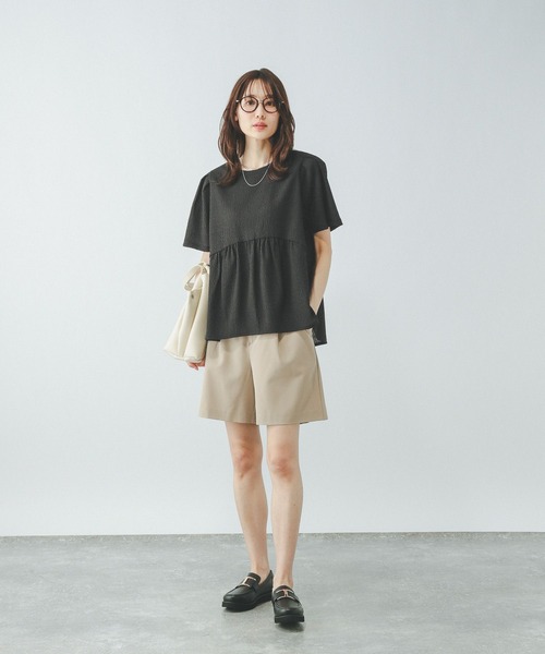 GLOBAL WORK(グローバルワーク)の「ジャガードペプラムプルオーバー/311078(Tシャツ/カットソー・レディース・アイボリー/ブラック/グリーン系その他3・MEDIUM/LARGE)」の4枚目の写真