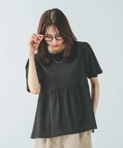 GLOBAL WORK(グローバルワーク)の「ジャガードペプラムプルオーバー/311078(Tシャツ/カットソー・レディース・アイボリー/ブラック/グリーン系その他3・MEDIUM/LARGE)」の7枚目の写真