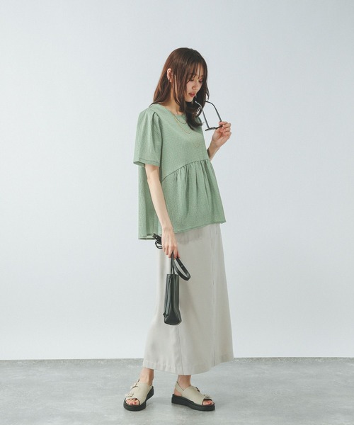 GLOBAL WORK(グローバルワーク)の「ジャガードペプラムプルオーバー/311078(Tシャツ/カットソー・レディース・アイボリー/ブラック/グリーン系その他3・MEDIUM/LARGE)」の13枚目の写真