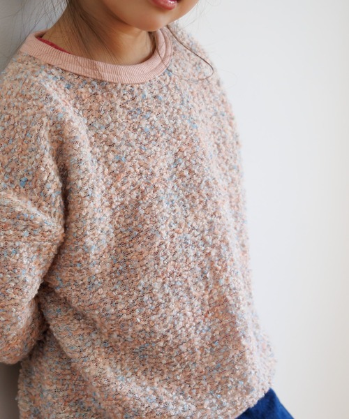 MAKE YOUR DAY(メイクユアデイ)の「ネップジャガードプルオーバー■80~140cm(スウェット・キッズ・ピンク/オレンジ・100/110/80/90/120/130/140)」の1枚目の写真