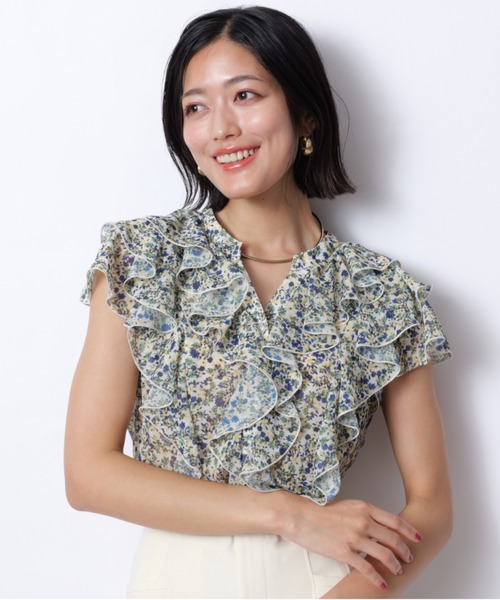 JUSGLITTY（ジャスグリッティー）の「フローレットフリルブラウス（シャツ/ブラウス・レディース・ライトイエロー/オレンジ系その他2・1/2）」の2枚目の写真