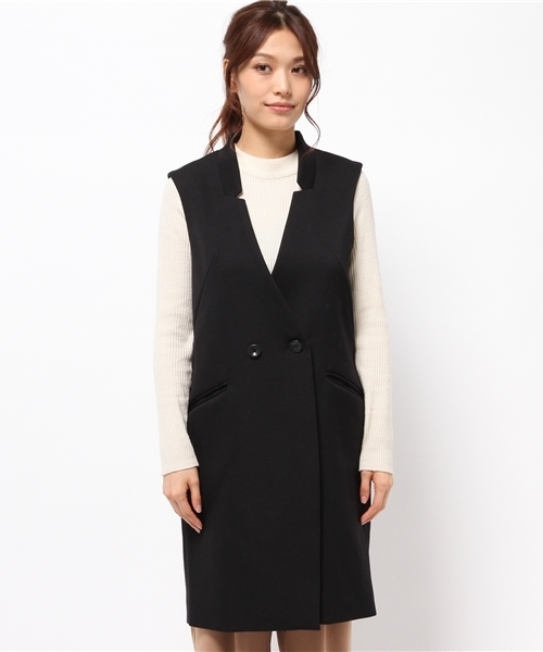 OUTLET（アウトレット）の「【robbem】T/Wロングジレ（ベスト・レディース・ブラック/オフホワイト・38）」の3枚目の写真