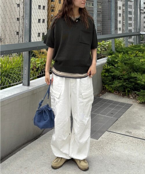 CIAOPANIC TYPY（チャオパニックティピー）の「【UNISEX】サマーニットポロシャツ（ポロシャツ・レディース・グリーン/アイボリー/ブラウン/ブラック・MEDIUM/LARGE）」の13枚目の写真