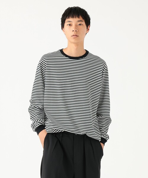 BEAMS(ビームス)の「ベーシックフィット ボーダー ロングスリーブTシャツ(Tシャツ/カットソー・メンズ・ブラック/ブラウン・XL/M/S/L)」の1枚目の写真