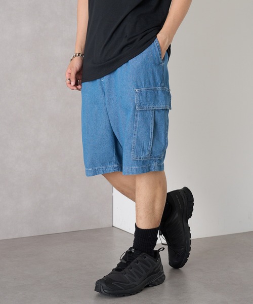 MAGASIN DE MODE Brew(マガジンデモードブリュー)の「【MAGASIN DE MODE Brew】5.0ozデニムカーゴショートパンツ(ABI) MNY 5271-6020 ルーズフィット ライトオンス 快適素材(デニムパンツ・メンズ・ネイビー/サックスブルー・M/L/2L)」の1枚目の写真